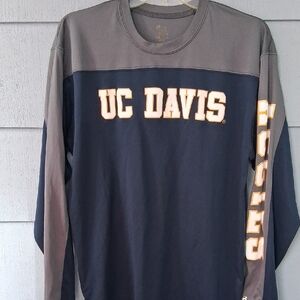 UC Davis Men's Navy and Gray Long Sleeve Shirt